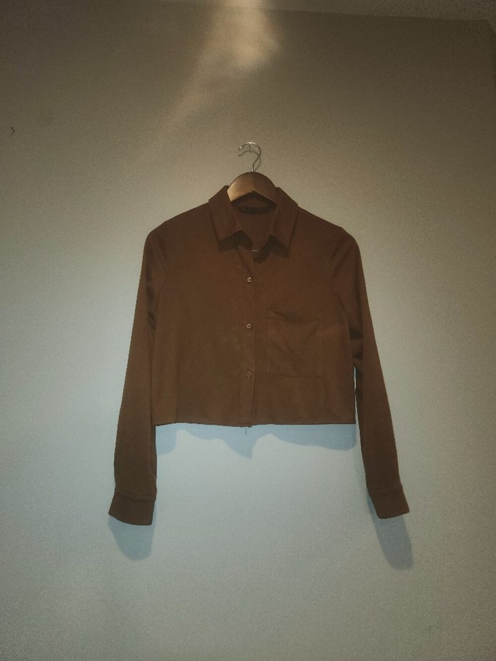Suede Crop Button Up